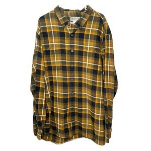 Duluth Trading Co Men's Yellow Relaxed Fit Plaid Flannel Shirt Size 3XL Tall